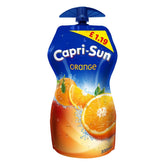 A bottle of Capri Sun - Orange - 330ml featuring a vibrant image of oranges with splashing juice, priced at £1.19, with a blue cap.
